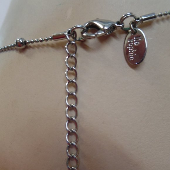 Lia Sophia Pendant & 18" Beaded Necklace Silvertone & Abalone Type Flower - Picture 8 of 12